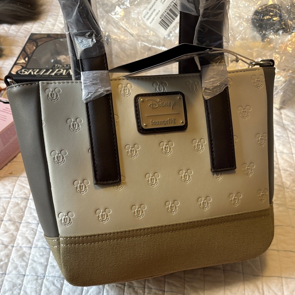 Loungefly Disney Embossed Tote - Cream, Brown, and Tan